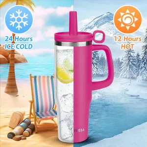 [Halloween Gift] LA ULTREIA 40oz Leakproof Tumbler, Insulated Stainless Tumbler with Dust-proof Straw Cap,Stainless Straw,24hour Cold for home office