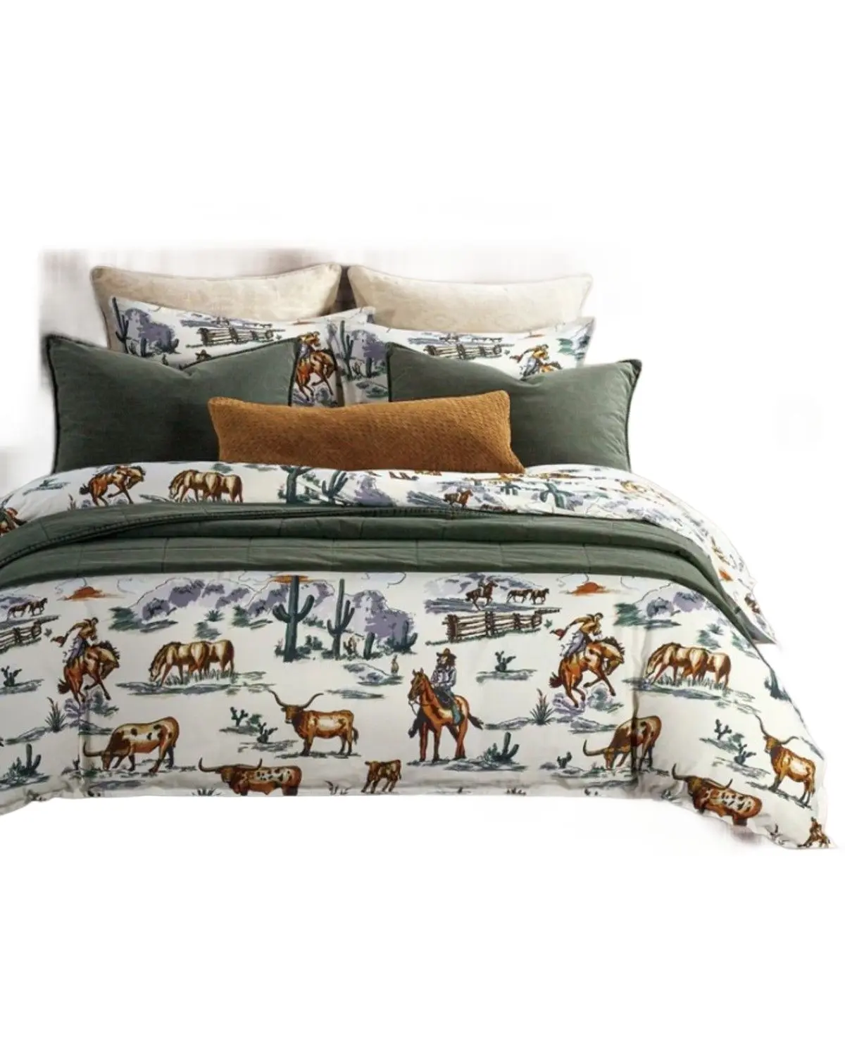 Hiend Accents Unisex Ranch Life Reversible Queen Size Bedding Set 3 Piece - Ws2138ds-Sq-Df