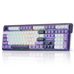 Redragon K745 PRO Wireless Gasket RGB Gaming Keyboard, 108 Keys Mechanical Keyboard w/Extra 4 Hotkeys, Hot-Swap South-Facing LED Socket, 5-Layer Noise Dampening, Round PBT Keycaps, Mint Mambo Switch,Charming Purple