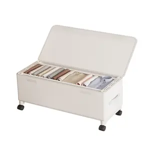 Under Bed Storage with Wheels, 65L Adjustable Underbed Bins 30.3×11.4×11.8" for Clothes Shoes Blankets (black - Transparent Cover)