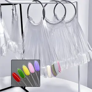 Nail Art Design Practice Set, Round Square Color Card Display Tools, Iron Ring Fan Shape Nail Tips, Manicure Training Kit