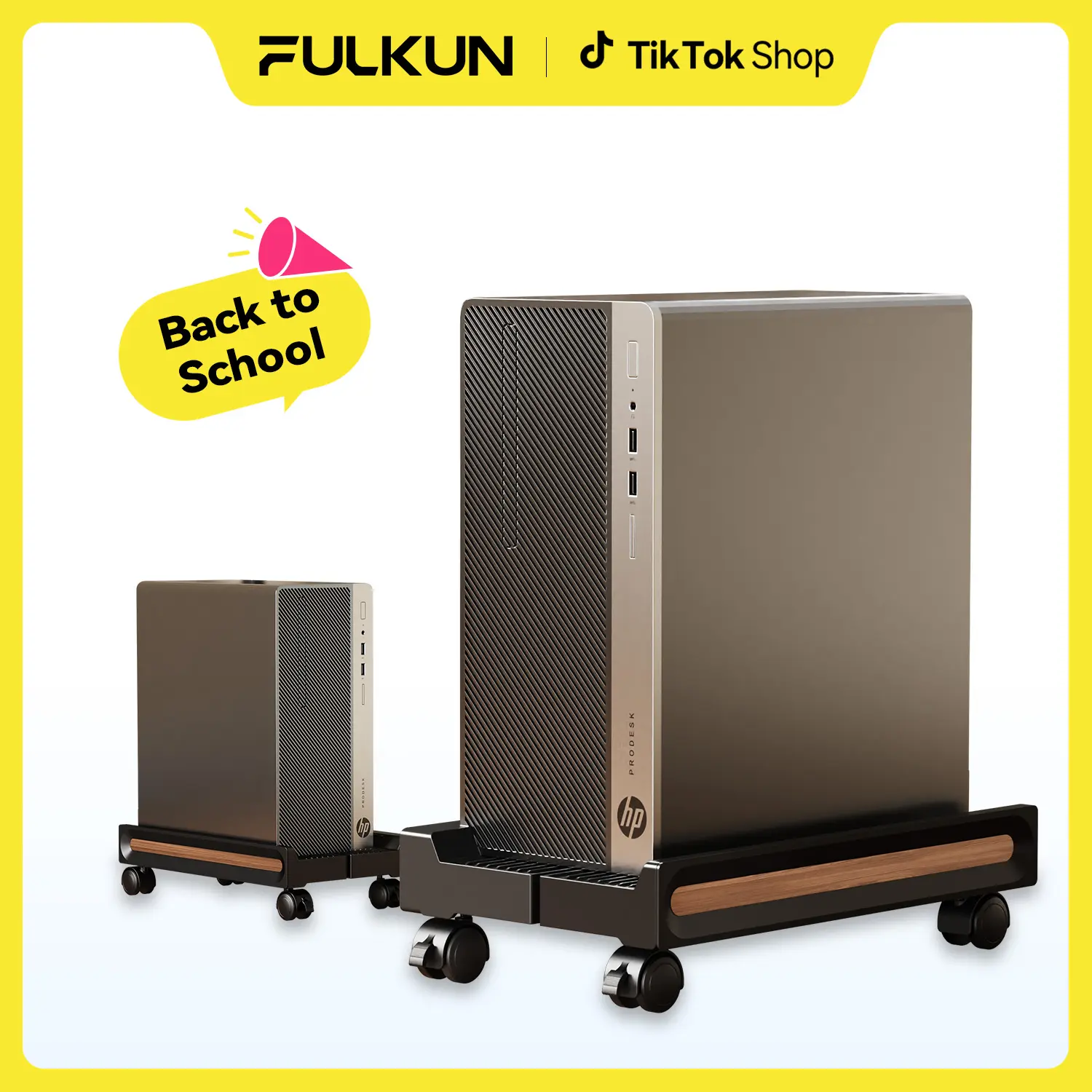 FULKUN PC Stand Adjustable Mobile CPU Stand Ventilated Computer Tower Stand for Floor Use Locking Caster Wheels 80LB Load Capacity