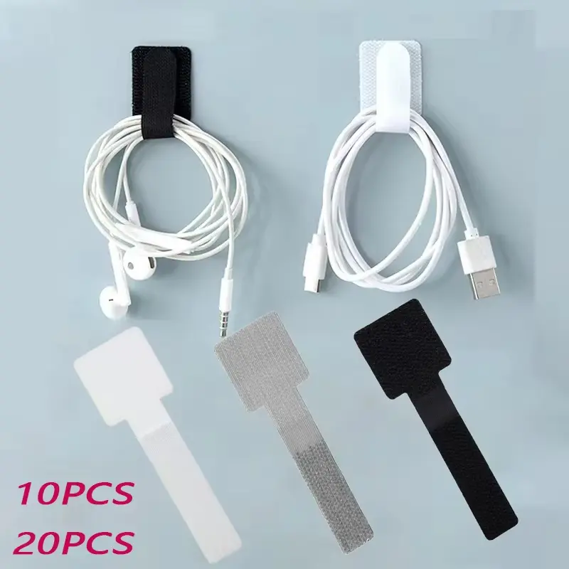 Reusable Self-Adhesive Cable Organizer Straps - Adjustable Tie-Fastening Wire Holders, Cord Management Accessory for Office Desk (Computers & Office Stationery Supplies)