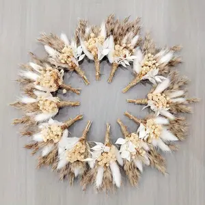 12 Pcs Boho Dried Flower Bouquet, Handmade Mini Wedding Boutonniere Set for Groom, Bridesmaid, Child Gift, Vase Decor, DIY Craft, Photo Prop, Birthday, Mother’s Day, Spring Wedding Decor