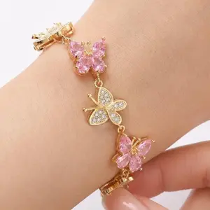 Loveden Shining Butterfly Inspire Bracelet and Anklet For Women hypoallergenic Birthbay Color Charm Jewelry Gift Mother's Day Gift Moissanite Wedding Set Crystal Set Jewellery Gift Set