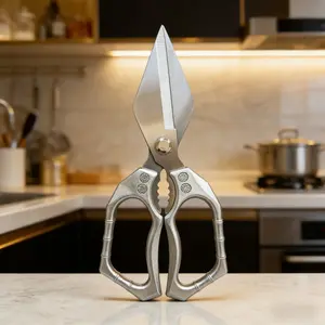 Food Grade Bamboo Handle Kitchen Scissors, Modern Simple Style Multi-Functional Bone Cutting Knife, Essential for Chefs and Housewives