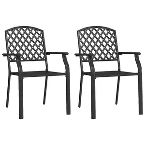 vidaXL Stackable Patio Chairs 2 Pcs, Outdoor Stack Chair with Metal Frame, Outdoor Dining Chair for Patio Garden Yard Deck Lawn, Steel Anthracite 44265