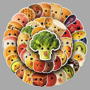 60 Pcs Abstract Food Stickers, Funny Creative Realistic Trendy Cute Decorative Skateboard Water Cup Gumball Waterproof Stickers