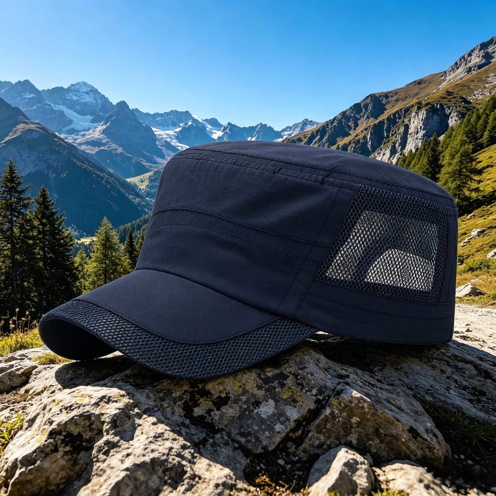 Men's Quick-Drying Hat Lightweight Breathable Mesh Flat-Top Cap for Summer Sun Protection & Shade Spring/Summer Outdoor Baseball Cap Unisex