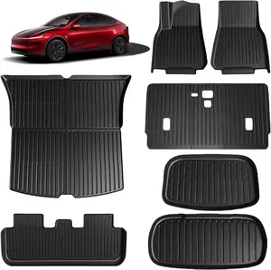 NUNET 9PCS Floor Mats for 2025 2026 Tesla Model Y Juniper - All-Weather Full Set TPE Cargo Liners & Trunk Mats, Extra-Thick Anti-Slip Interior Accessories