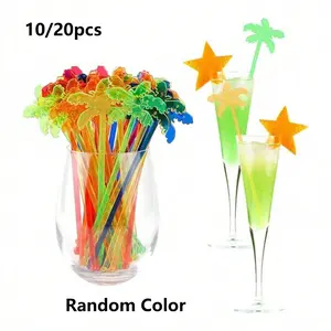 Elegant Reusable Coconut Tree Shaped Plastic Cocktail Stirrers, Perfect for Milk Coffee Tea Mixed Drinks, Birthday Wedding Home Parties Beach Bbqs
