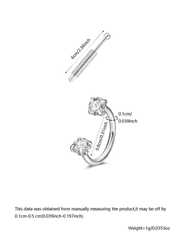 Stainless Steel Horseshoe Nose Ring, Cubic Zirconia U-Push Septum, 18g Cartilage Earring, Unisex Piercing Jewelry, Body Piercing Jewelry, Durable Hypoallergenic