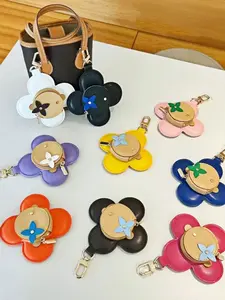 Mini Bag Charm New Arrival Luxury Sunflower Keychain, Unique Genuine Leather Women's Bag Accessory, Elegant Handbag Decoration