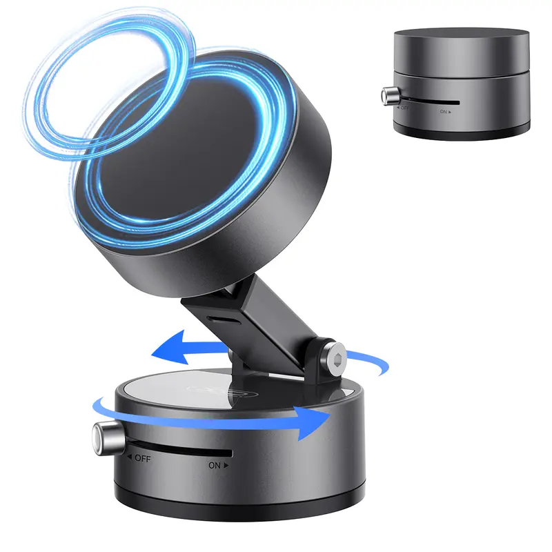Upgraded Compact Magnetic Suction Cup Dashboard Car Phone Mount, Universal Smartphone Holder, 360-Degree Rotatable Easy Install Auto Gadget, Adjustable Hands-Free Phone Holders & Mounts for Smooth Surfaces