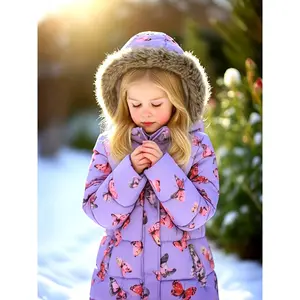NewGirls' Winter Thickened Jacket - Light Beige A-Line Coat with Elastic Waist & Pockets, Soft Fleece Lining, Stylish Streetwear