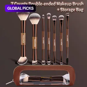 MAANGE 7Counts/set Double-Ended Makeup Brush Set with Cosmetic Bag, Face Makeup Brushes, Foundation Brush, Blush Brush, Contour Brush, Concealer Brush, Eyeshadow Brush, Cosmetic Brushes for Foundation Blending #GLOBAL PICKS