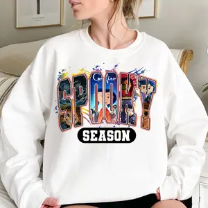 Coraline Spooky Season Sweatshirt – Cute Halloween Graphic Pullover, Colorful Horror Cartoon Print, Cozy Fall Vintage Sweater for Men & Women