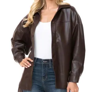 Lexi Faux Leather Coat - Stylish Versatile Long Sleeve Faux Leather Jacket for Layering and Multiple Outfits