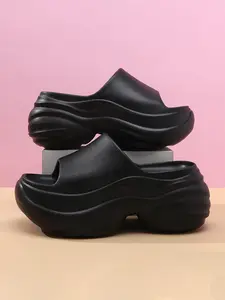 Women's Solid Color Thick Sole Non-slip Slides, Casual Comfortable Home Slippers, Soft Non-slip Slippers for Indoor & Outdoor Wear, Walking Shoes