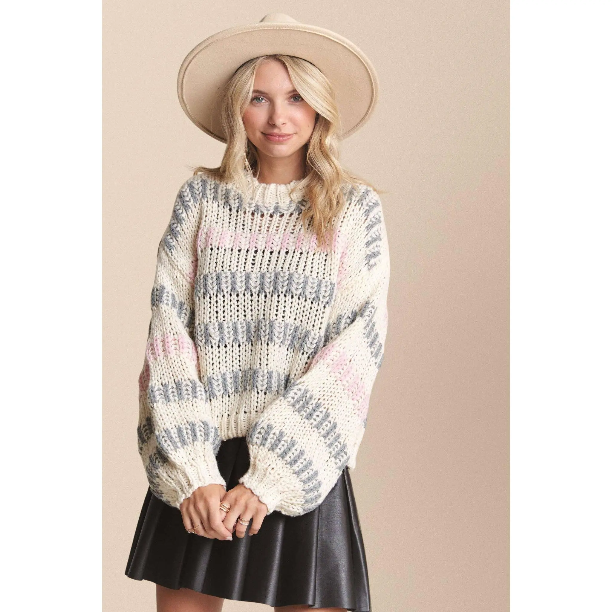 PUFF SLEEVE KNIT SWEATER