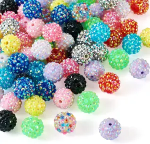 72 count 16mm Rhinestone Beads Round  Bubblegum Beads Rainbow Chunky Ball Beads Colorful Loose Spacer Beads for DIY Craft Bracelet Earring Necklace  Making