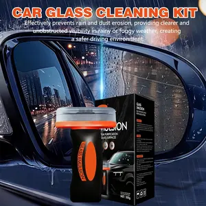 Glass Guard Car Oil Film Cleaner 2Pcs Set Crystal Clear Driving Vision Powerful Emulsion Remover for Windshields Side Mirrors Home Windows