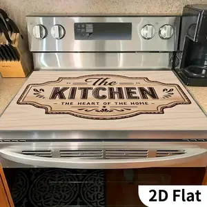 1pc 2D Flat Large Stove Mat - Heavy-Duty Non-Slip Heat Resistant , Diatom Mud Stove Protector with Vintage Kitchen design (Compatible with Gas/Induction Stoves, Oven, Washing Machine)