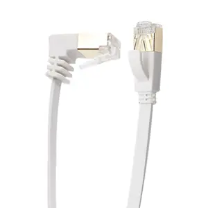 Cat6 Ethernet  90  Downward Right Angle, Flat CAT6 Gigabit Internet Network LAN Patch Cords for Router,Modem,Printer,32AWG FTP Cat6 Network  White (UP Angle, 10FT)