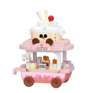 Street Food Cart Building Blocks Set, Building Kit, Mixed Colors Abs Material, Desktop Living Room Decor Gift, Suitable for Ages 12+