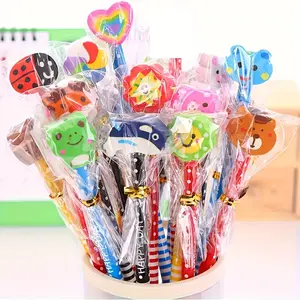 25 Hb Wooden Pencils with Erasers, Colorful Animal Shapes, Replaceable Erasers, Natural Wood, School Office Art Supplies, Cute Pencils, Art Materials