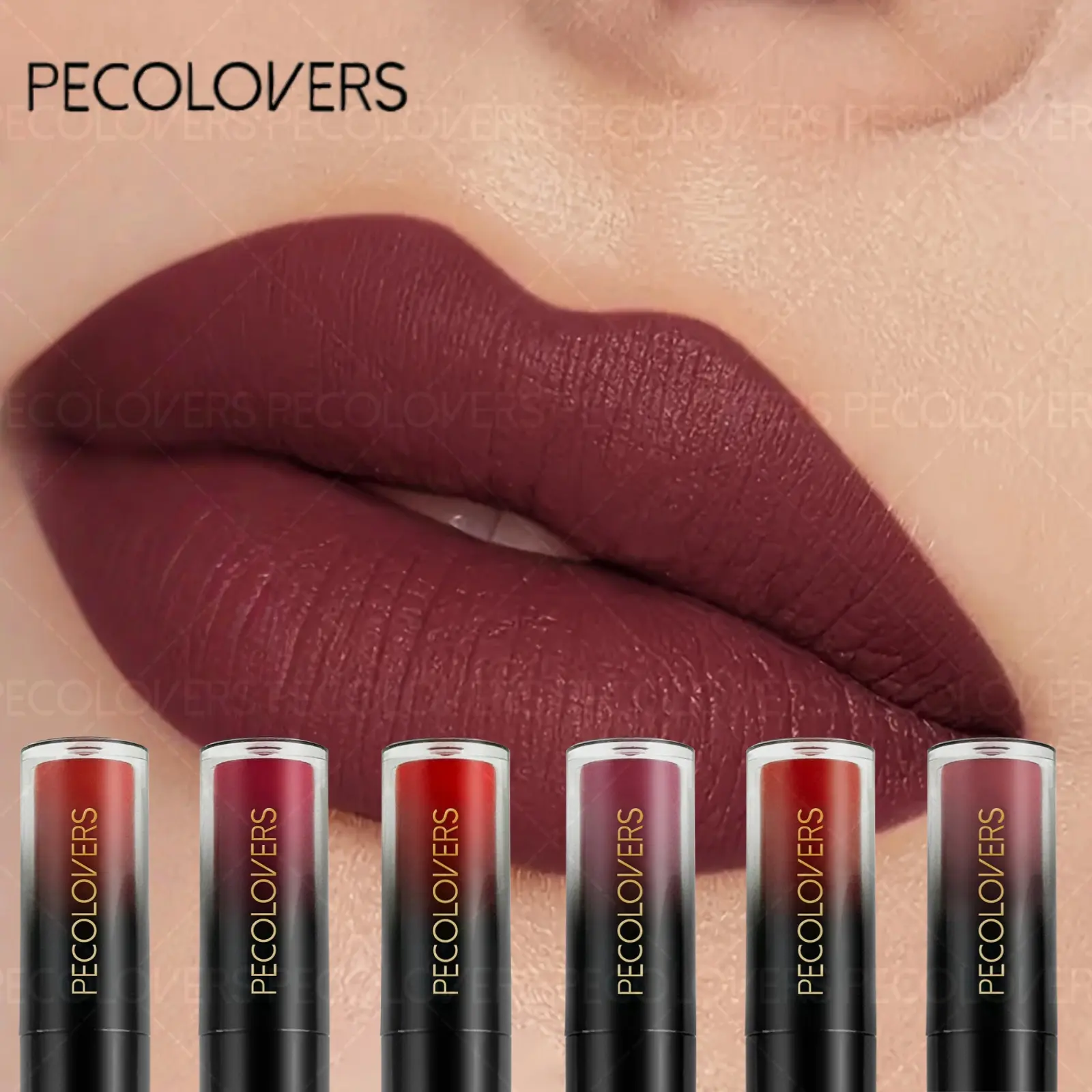 6pcs/set Sexy Red Lipstick Lip Gloss Lip Products Makeup Cosmetic Makeup Long Lasting Brown Nude Velvet Non-stick Cup Lip Tint Balm Matte Waterproof Liquid Lip Stick