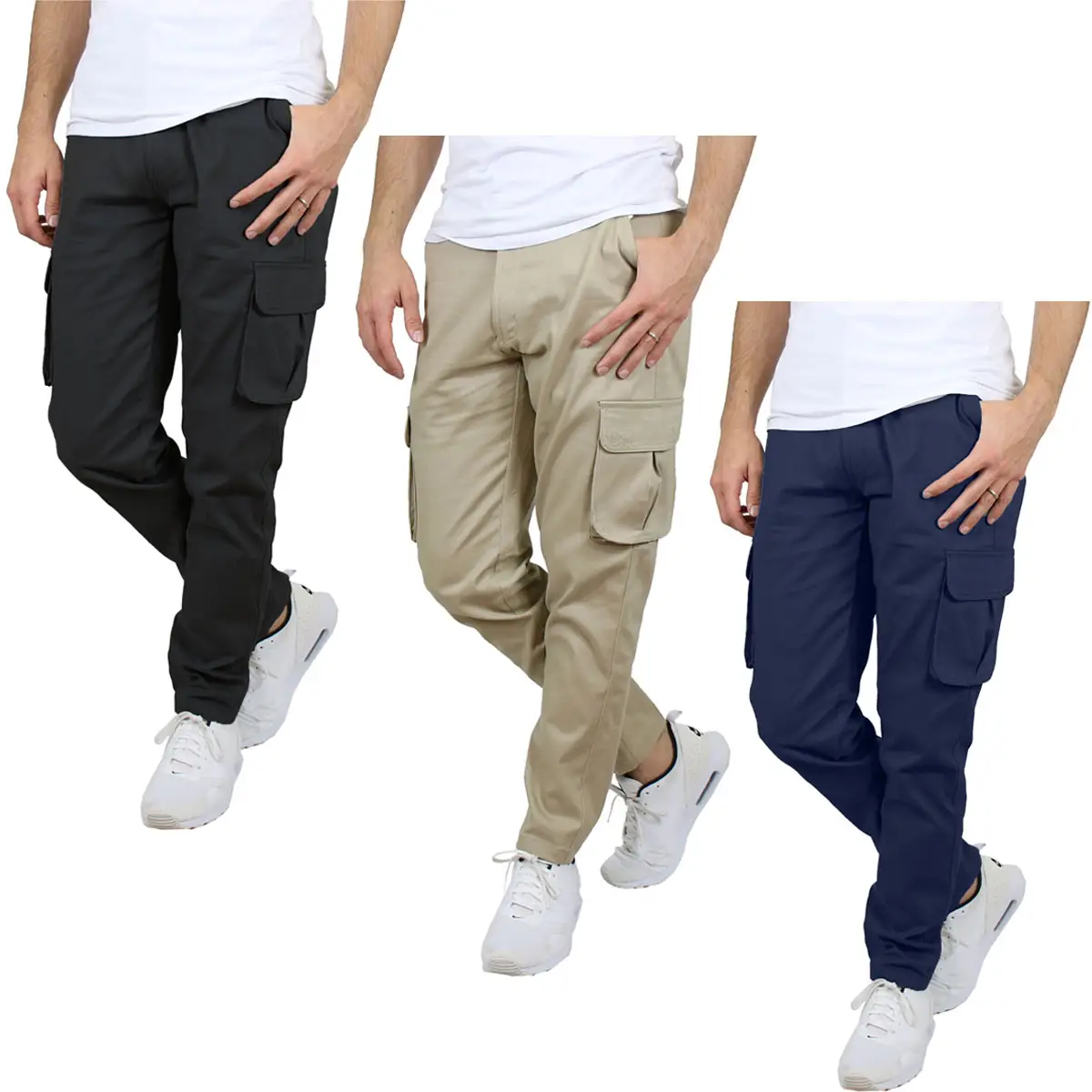 Men's 3 Pack Flex Stretch Cotton Cargo Pants