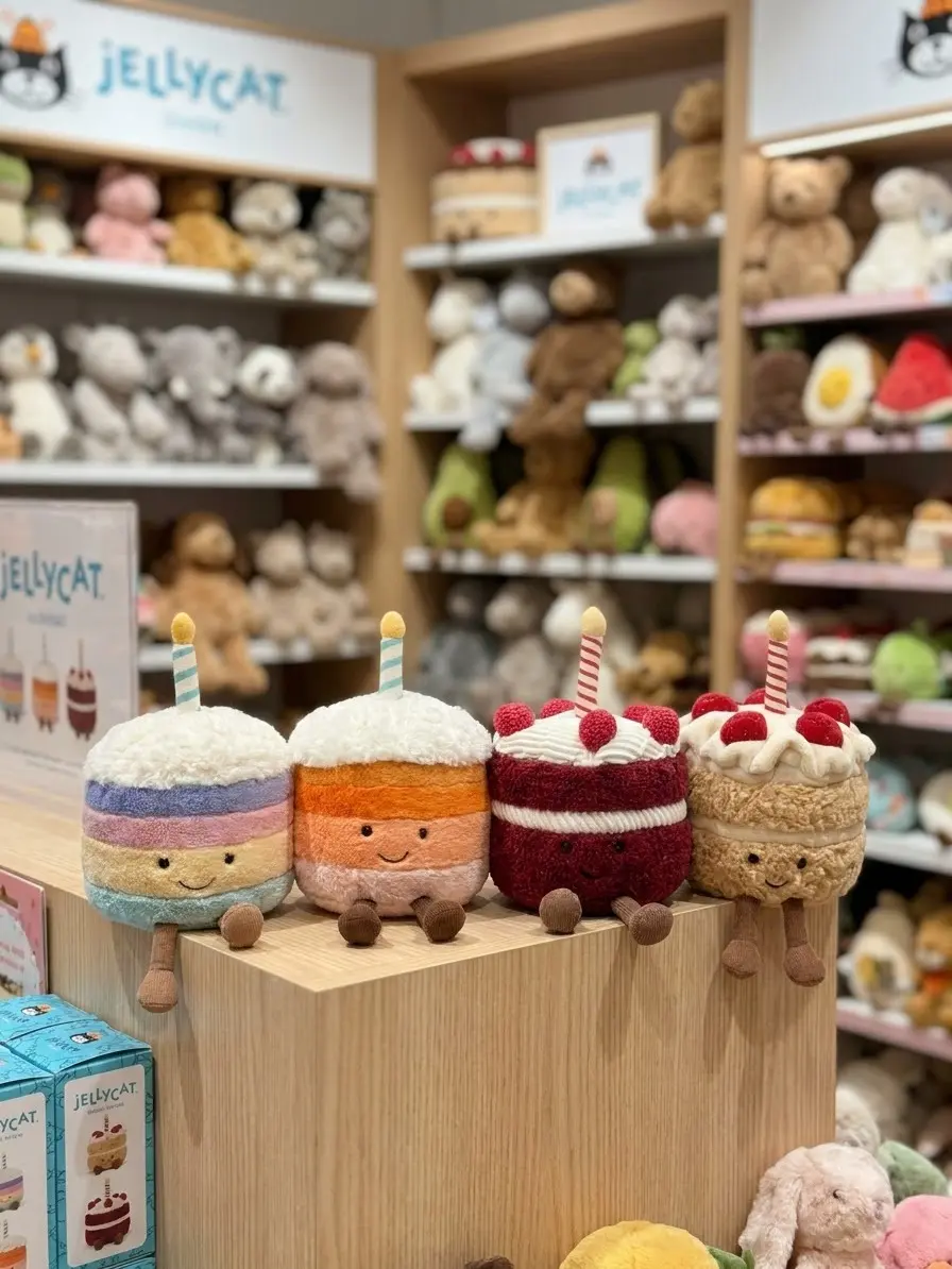Genuine Jellycat Birthday Cake Collection Stuffed Plush | Birthday Cake, Cheri Cake, Rainbow Birthday Cake & Jellina Birthday Cake | In Stock USA | Free Jellycat Tote Bag Included