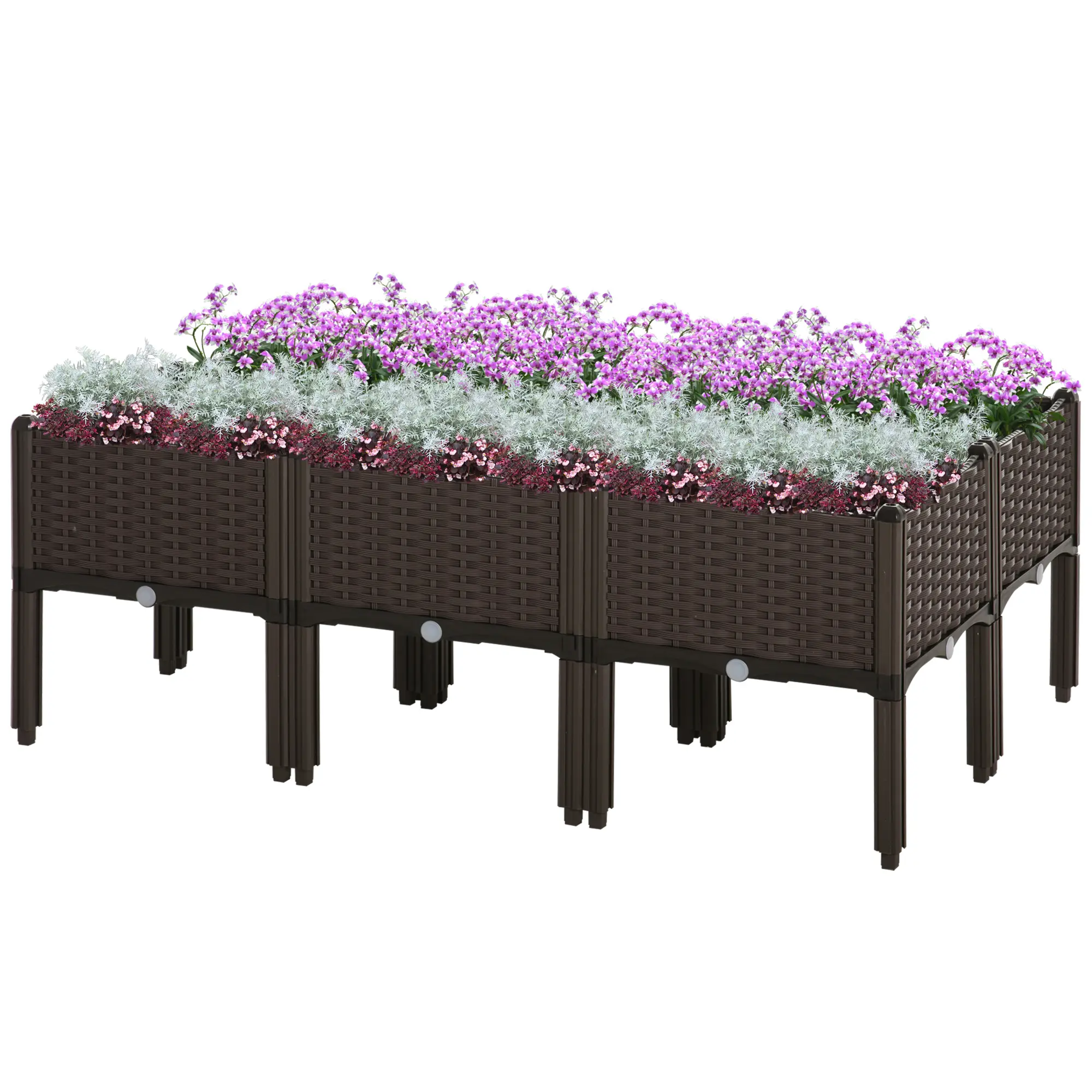 Modular Raised Planter Box Set of 6 Stackable or Separate Use Lightweight Easy Move Indoors for Winter 15.75 Inch Square for Tomatoes Strawberries for Patio Deck Lawn