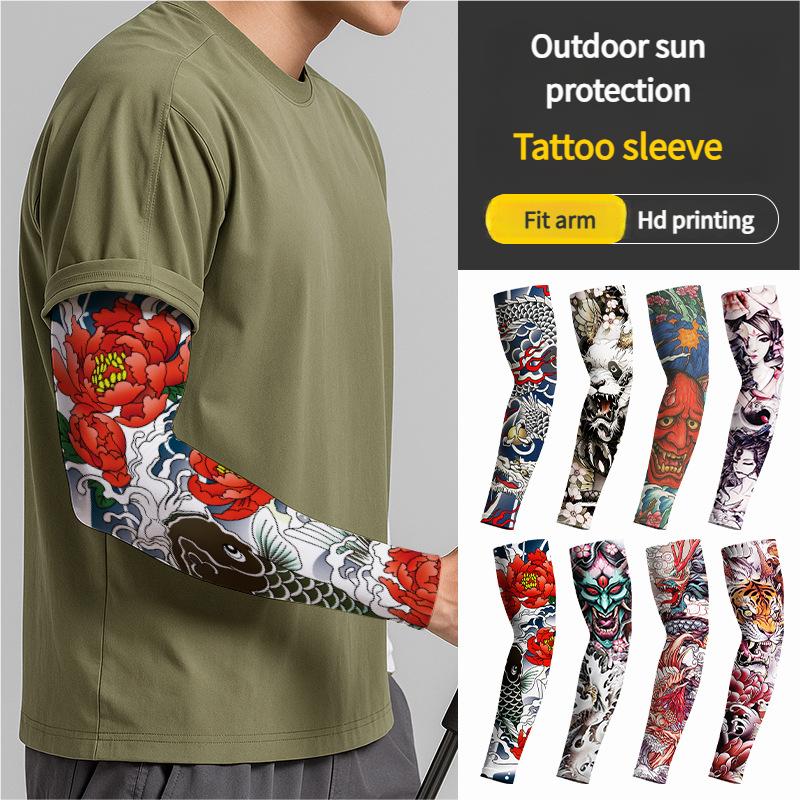 12pcs Ice Silk Tattoo Arm Sleeves Sun Protection Breathable for Running Fishing Biking Ultimate Cooling Function Multi-functional Sun Protection Skin Cool Feeling Fabric Elastic
