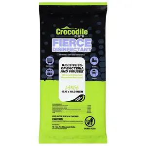 Crocodile Cloth Fierce Disinfectant Large Pre-Moistened Cloths 10 - 6 oz Each - 48 Pack