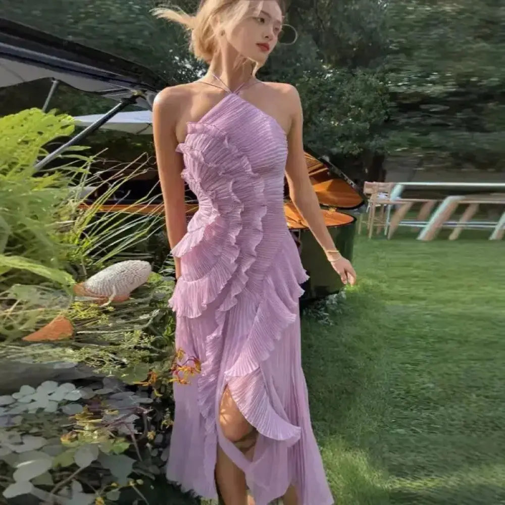 Women's 2026 High-End Sleeveless Chiffon Midi Dress - Ruffled, Pleated, Slimming, Elegant Birthday Dress, Birthday Dresses - TikTok Shop Women's 2026 High-End Sleeveless Chiffon Midi Dress - Ruffled, Pleated, Slimming, Elegant Birthday Dress, Birthday Dresses - TikTok Shop