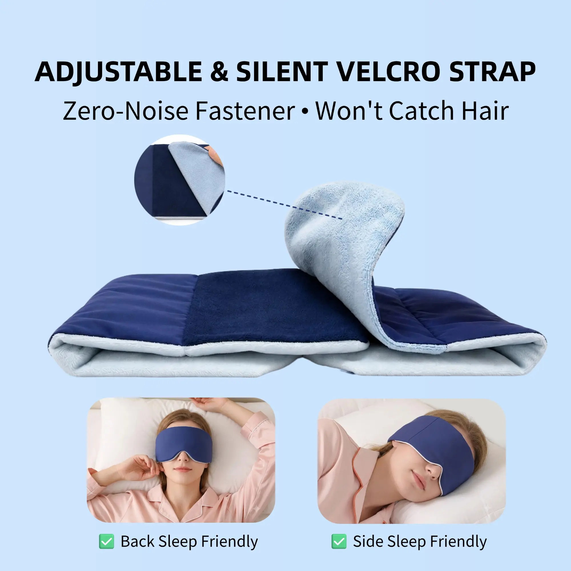 Weighted Eye Mask Strapless, Full Coverage Breathable Sleep Mask with Gentle Pressure, Light Blocking Eye Mask for Better Sleep, Calming Eye Shade for Side & Back Sleepers, Travel