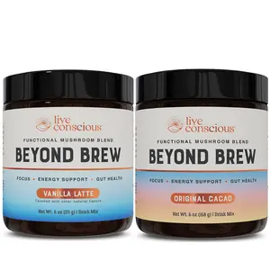 Live Conscious Beyond Brew Duo Flavor Bundles - Functional Mushroom Blend - Original Cacao, Caramel Macchiato or Vanilla Latte