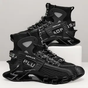 1 Pair Blade Runner High-Top Sneakers | Futuristic Mecha Streetwear! Blade Shock-Absorbing Tech + Knit Sock Upper, Perfect for Gym Training, Street Style & Hardcore Fits – The Ultimate Head-Turning Battle Shoe for Guys!
