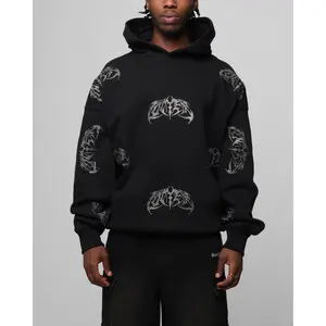 Loiter Metal Rhinestone Hoodie Black