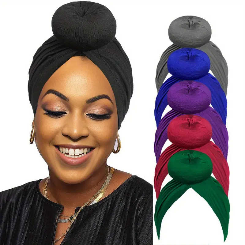 10pcs/ Pack Color Random Mixed Hair National Headband Women'S Hair Ties Solid Color Elastic Elastic Fried Dough Twists Knot Indian Baotou Headband