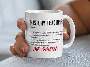 Personalised History Teacher Mug, Custom teacher Gift, Unique Teacher Appreciation Present, Personal Touch for History Teachers
