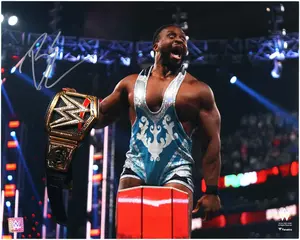 Big E WWE Autographed 16" x 20" On-Ropes with Title Photograph - Fanatics Authentic Certified