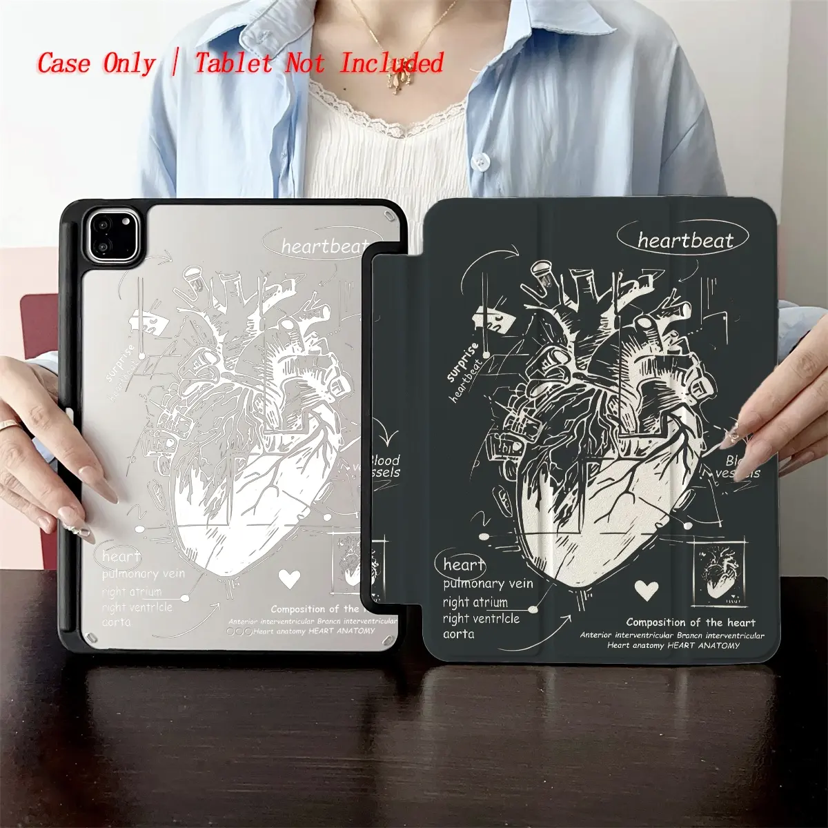 Protective Folio Tablet Cases with Pen Holder, Tablet Accessories, compatible with Pro11/10th/Air 2/iPad 8th Gen/iPad Air 4/5/iPad Pro 11/iPad 10th Gen 10.9-inch Smart Case/iPad Air 13(M3 2025)/iPad Air 11(M3 2025)/iPad 11 Cover