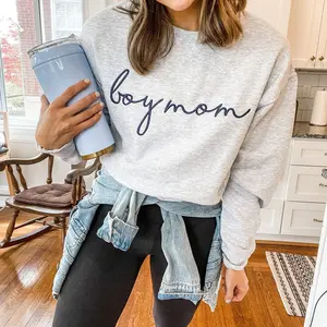 Boy Mom Embroidered Sweatshirt - Unisex Crewneck Pullover for Busy and Comfy Mom Life | Mother's Day Gift UF