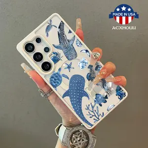 Adorable Magnetic Case for Samsung S22/23/24/25 plus ultra Summer Blue Aquarium MagSafe Compatible, Lightweight, Anti-Fall | Girly & Chic Style