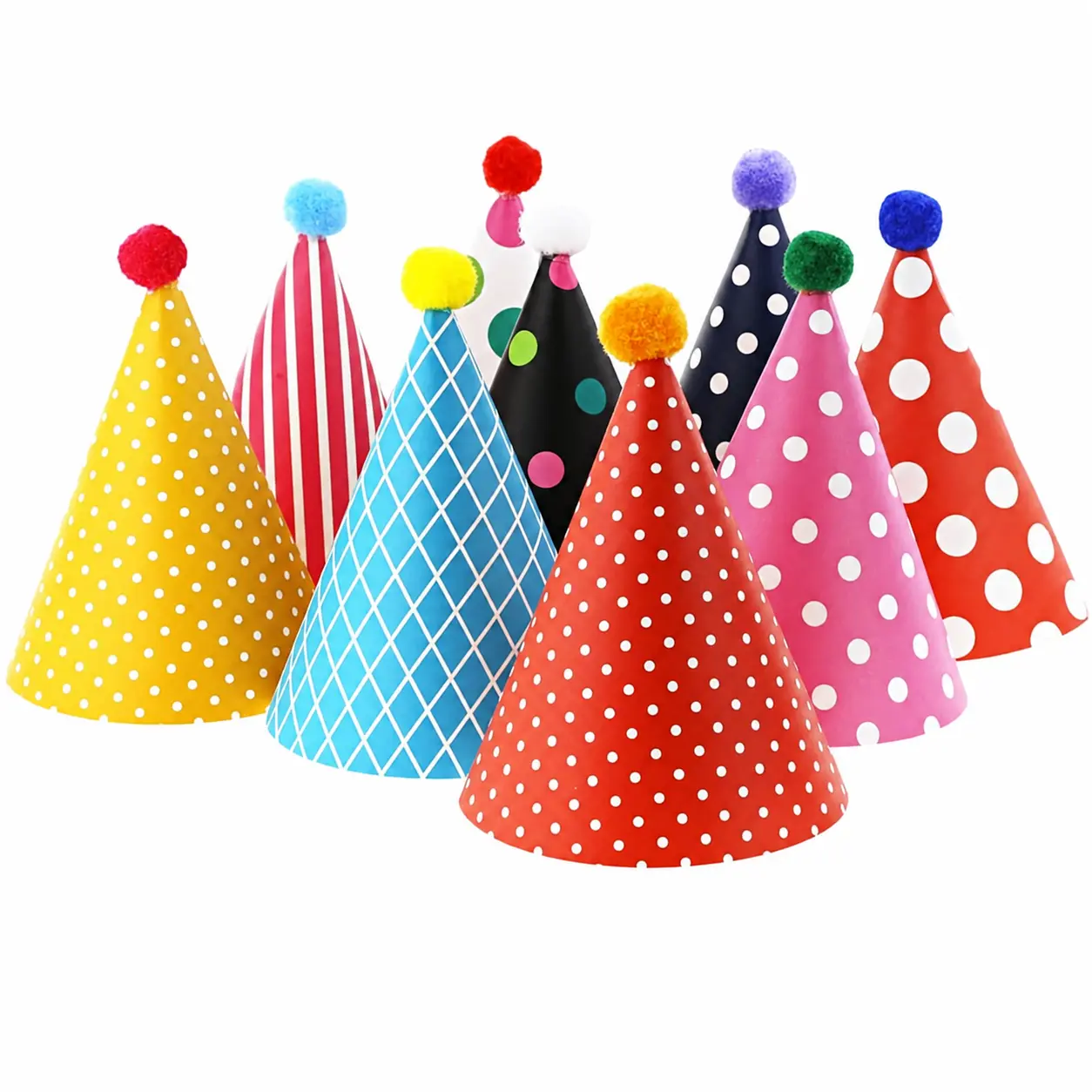 Mini Birthday Party Hats, Assorted Color DIY Paper Hats for Children’s Birthday Parties, Classroom Celebrations, Photos & Party Decorations