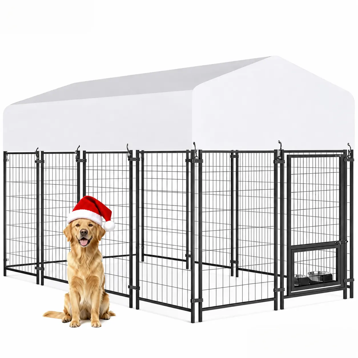 ORANLAND 7.8x4x5FT Outdoor Escape Proof Wire Metal Dog Kennel for Large Dogs - Extra Heavy-Duty Welded Playpen with Lockable Door, Waterproof Roof, UV-Resistant Anti-Rust Construction, Escape Proof Kennel, Wire Metal Kennel