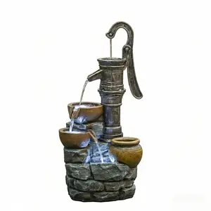 32" H Large Outdoor Fountains with Vintage Pump Ideal for Patio Yards Outdoor Gardens and Home Art Decor Crafted from Weather-Resistant Materials for Year-Round Use